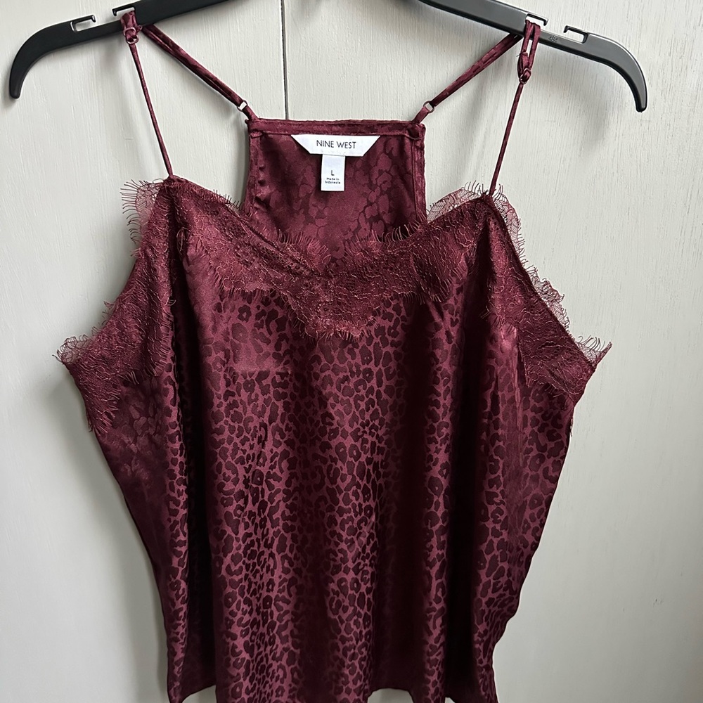 Nine West Red Asymmetrical Ruffled Camisole